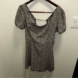 Lily Rose Black and Yellow Fitted Puff Sleeve Mini Dress